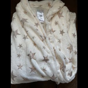 Girls cream robe with gold stars ultra soft
